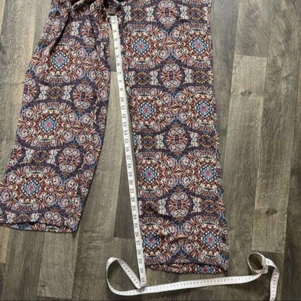 Multicolor Cap Sleeve Boat Neck Palazzo Jumpsuit Geometric Print Size M - Picture 8 of 11